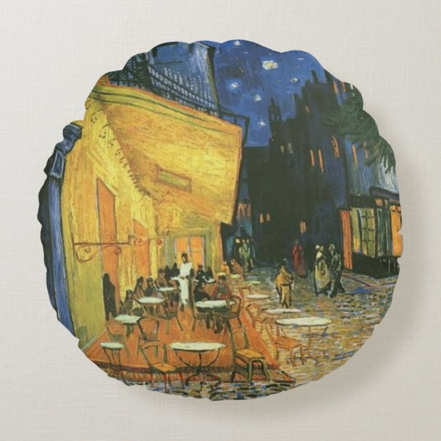 Night Cafe Painting by van Gogh Round Cushion (Front)