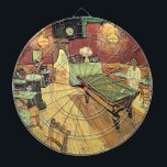 Night Cafe, Place Lamartine by Vincent van Gogh Dartboard<br><div class="desc">The Night Cafe in the Place Lamartine in Arles by Vincent van Gogh is a vintage fine art post impressionism architectural painting featuring an interior view of a restaurant and bar with people and a pool table. About the artist: Vincent Willem van Gogh was a Post Impressionist painter whose work...</div>