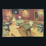 Night Cafe, Place Lamartine by Vincent van Gogh Tea Towel<br><div class="desc">The Night Cafe in the Place Lamartine in Arles by Vincent van Gogh is a vintage fine art post impressionism architectural painting featuring an interior view of a restaurant and bar with people and a pool table. About the artist: Vincent Willem van Gogh was a Post Impressionist painter whose work...</div>