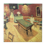Night Cafe, Place Lamartine by Vincent van Gogh Tile<br><div class="desc">The Night Cafe in the Place Lamartine in Arles by Vincent van Gogh is a vintage fine art post impressionism architectural painting featuring an interior view of a restaurant and bar with people and a pool table. About the artist: Vincent Willem van Gogh was a Post Impressionist painter whose work...</div>