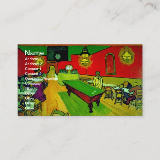 Night Cafe Place Lamartine Van Gogh Fine Art Business Card (Front)