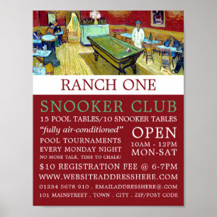 Night Café, Van Gogh, Pool Club, Snooker Club Poster