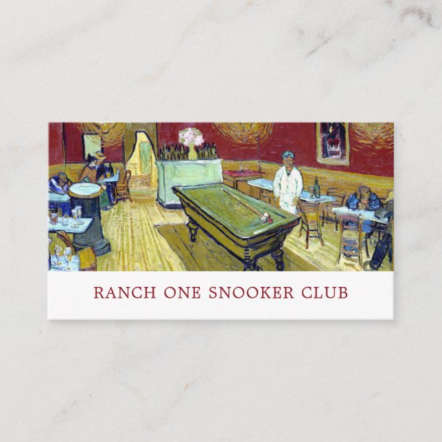 Night Café, Van Gogh, Pool & Snooker Player/Club Business Card (Front)