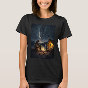 Night Camping Bonfire Bonding Father and Son Bonfi T-Shirt