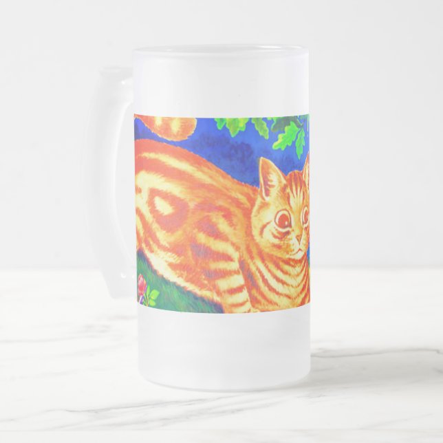 Night Cat Frosted Glass Beer Mug (Front Left)