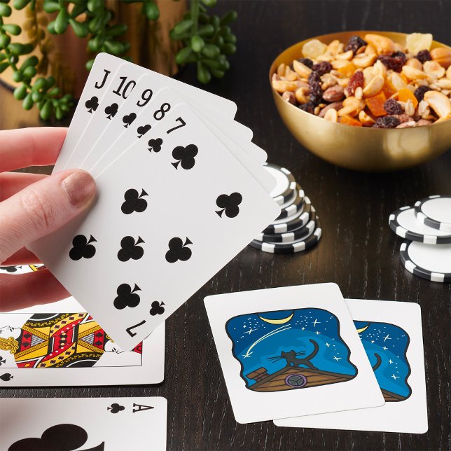 Night Cat On A Roof Playing Cards (Creator Uploaded)