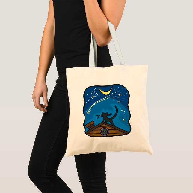 Night Cat On A Roof Tote Bag (Creator Uploaded)