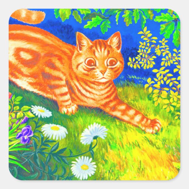 Night Cat Square Sticker (Front)