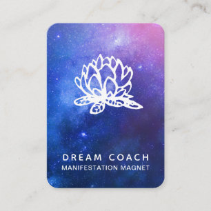 *~* Night Celestial Galaxy Sky Lotus Floral QR Business Card