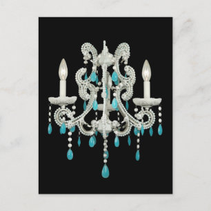Night Chandelier ~ Postcard Vintage Retro Deco
