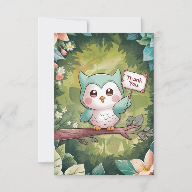 Night Children Owl  Thank You Card (Front)