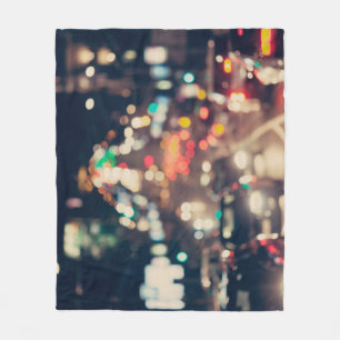 Night City: Retro Blurred Lights. Fleece Blanket