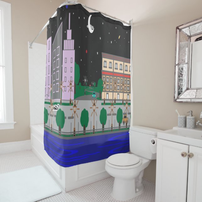 Night City Shower Curtain (In Situ)