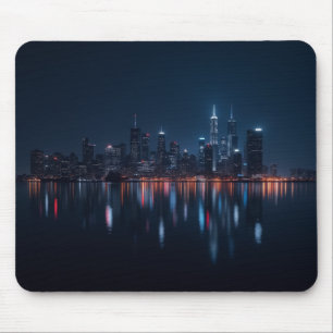 Night City Skyline with Glowing Neon Mouse Mat
