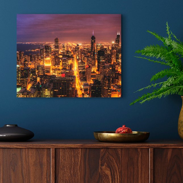 Night cityscape of Chicago Canvas Print (Creator Uploaded)