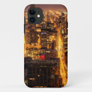 Night cityscape of Chicago iPhone 11 Case