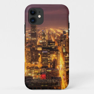 Night cityscape of Chicago iPhone 11 Case