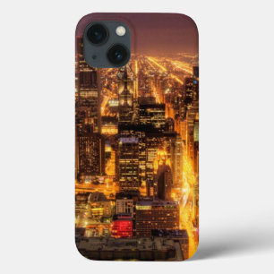 Night cityscape of Chicago iPhone 13 Case