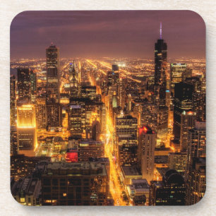 Night cityscape of Chicago Coaster