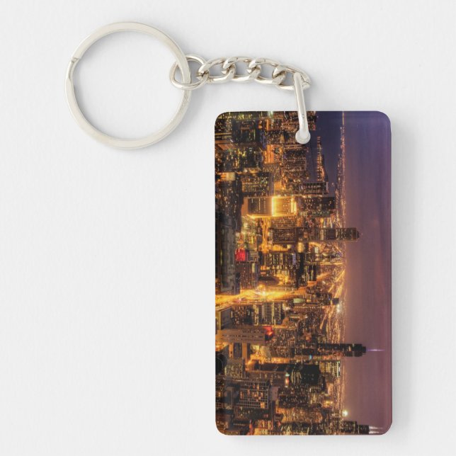 Night cityscape of Chicago Key Ring (Front)