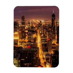 Night cityscape of Chicago Magnet