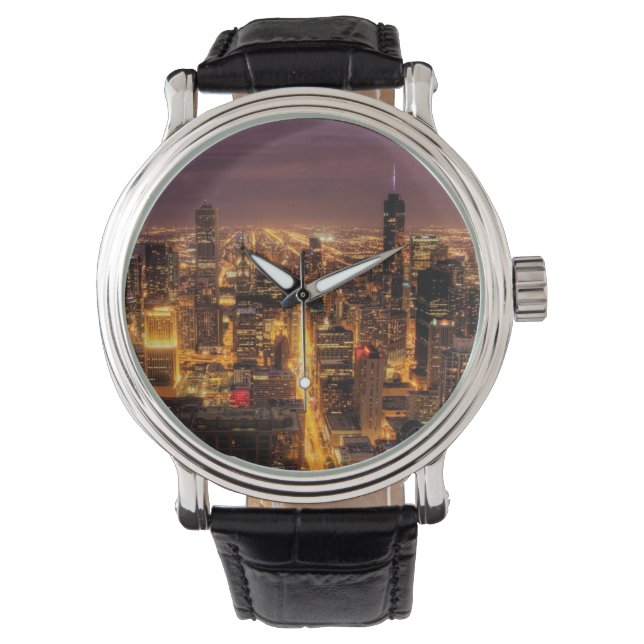 Night cityscape of Chicago Watch (Front)