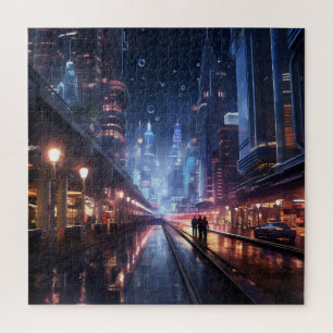 Night Cityscape Sci-Fi Jigsaw Puzzle