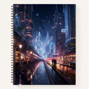 Night Cityscape Sci-Fi Notebook