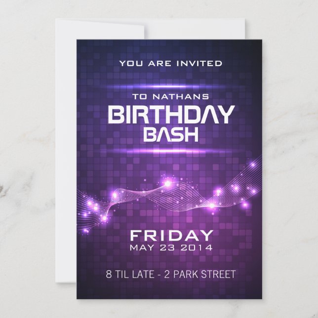 Night Club Style Birthday Invitation (Front)