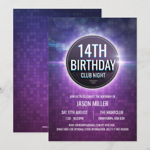 Night Club Teen Birthday Party Invite