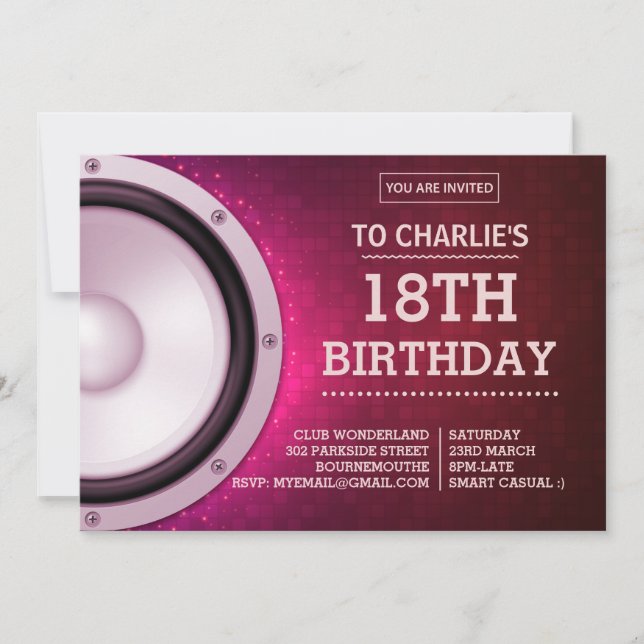 Night Club Theme Pink Invitation (Front)