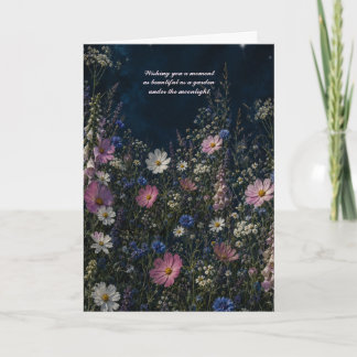 Night Cosmos Dark Wildflower Floral Greeting Card