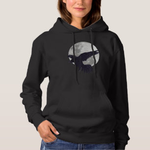 Night Creepy Crow Animal Bird Gothic Full Moon Bla Hoodie