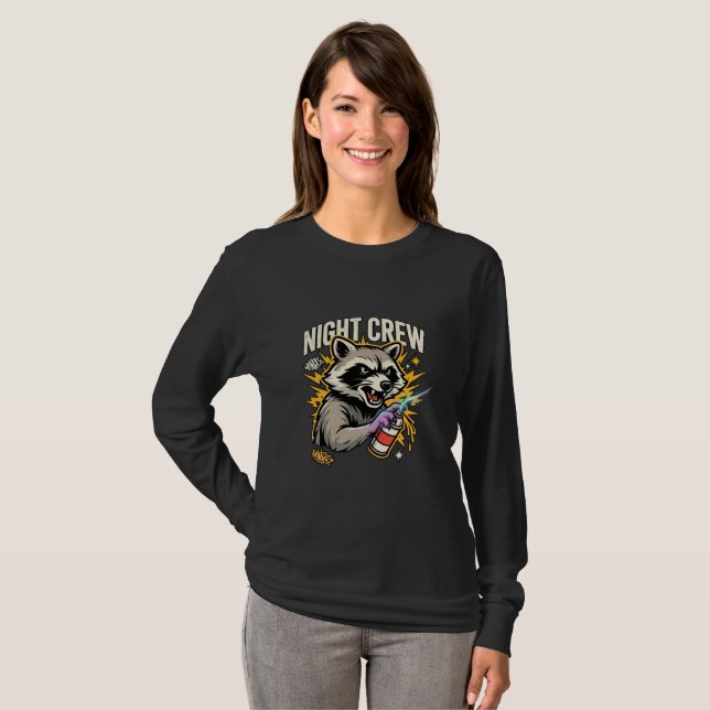Night Crew Racoon Graffiti Long Sleeve T-Shirt (Front Full)