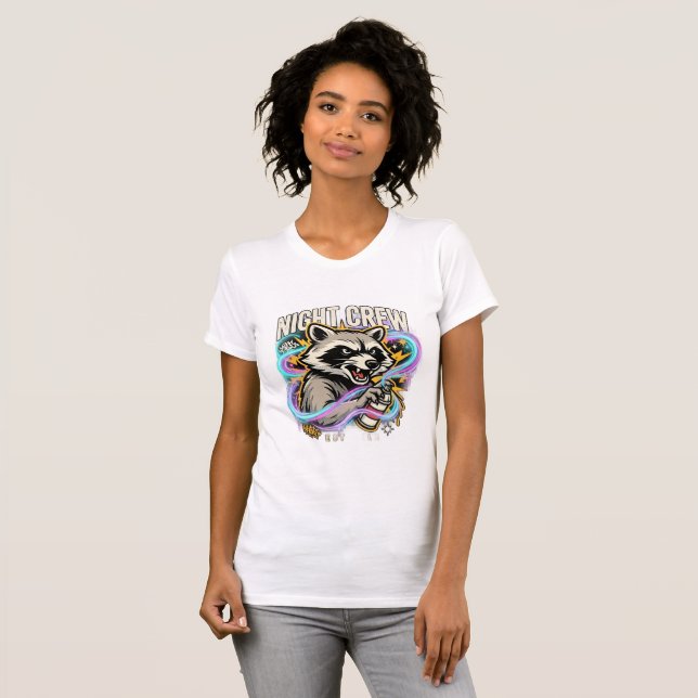 Night Crew Racoon Graffiti T-Shirt (Front Full)