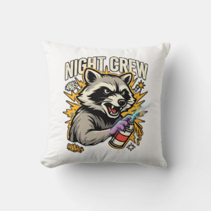 Night Crew Racoon Graffiti T-Shirt Cushion