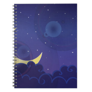 Night day dusk moon midnight blue notebook