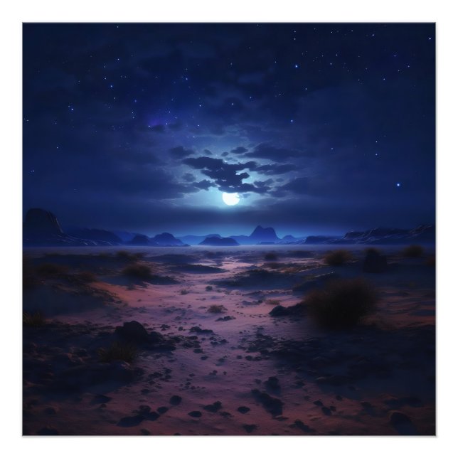 Night Desert Full Moon Photo Print (Front)
