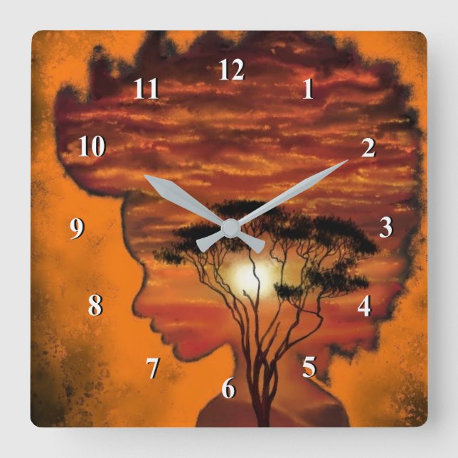 Night Desire Clock Africa Sunset Fantasy Design (Front)