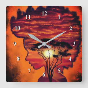 Night Desire Wall Clock Africa Sunset Design