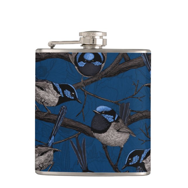 Night fairy wrens hip flask (Front)