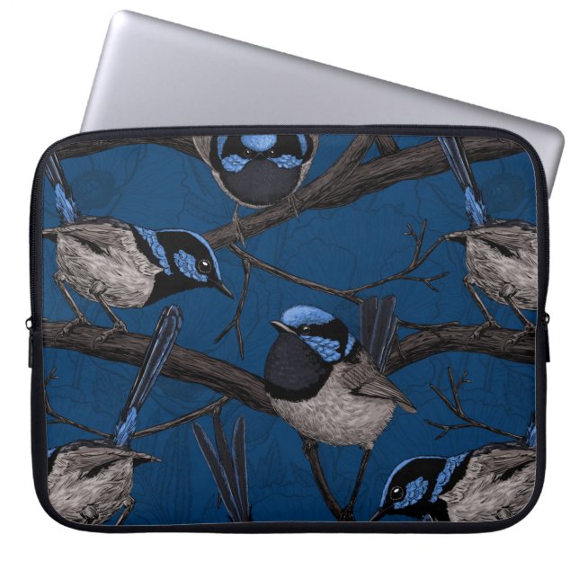 Night fairy wrens laptop sleeve (Front)