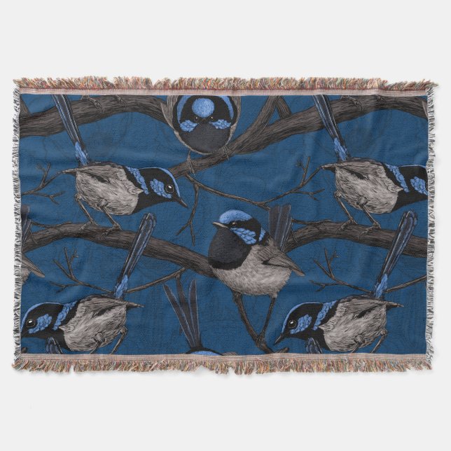 Night fairy wrens throw blanket (Front)