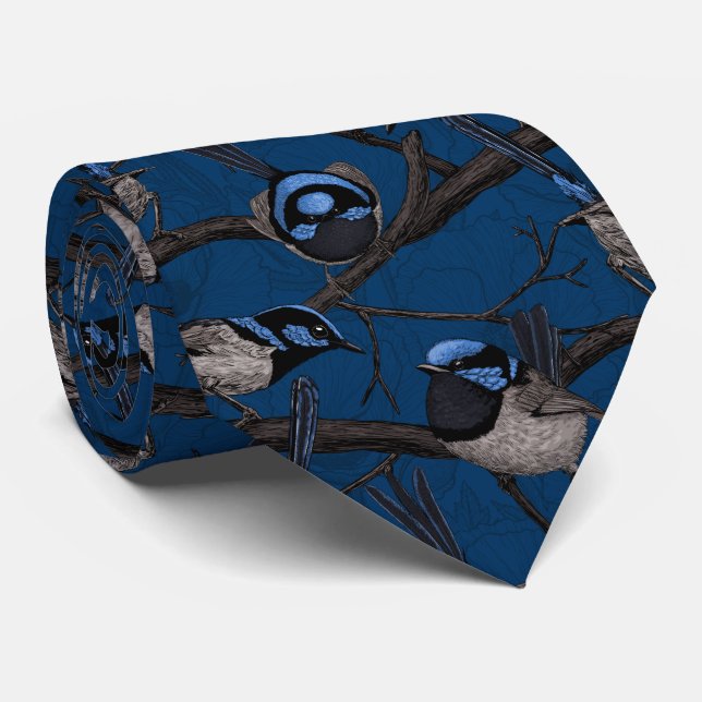 Night fairy wrens tie (Rolled)
