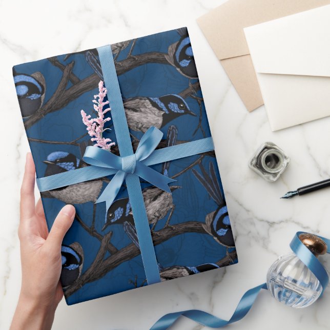 Night fairy wrens wrapping paper (Gifting)
