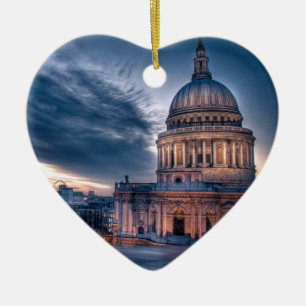 Night falls over St. Paul's Cathedral, London Ceramic Tree Decoration