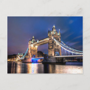 Night falls over Tower Bridge Postcard