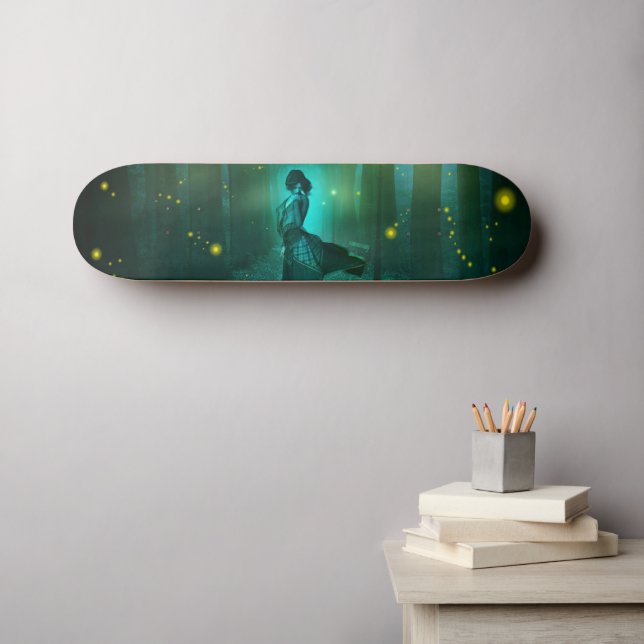 Night Fantasy Blue Woman in Trees Skateboard Deck (Wall Art (Horz))
