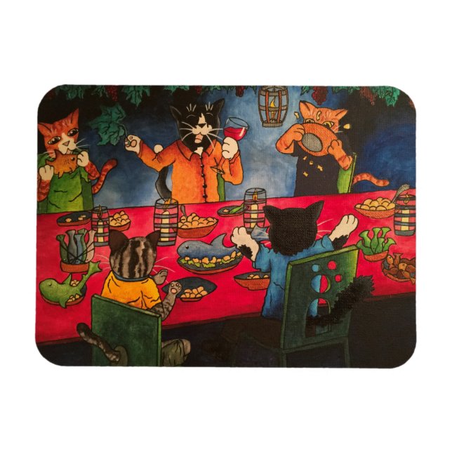 Night Feast Cats Magnet (Horizontal)