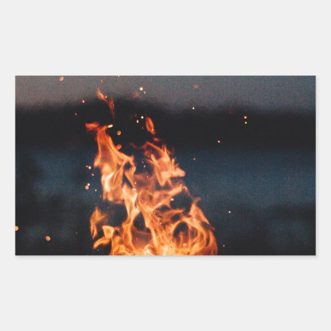 night fire rectangular sticker (Front)